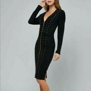 Bebe lace up and studded faux suede dress